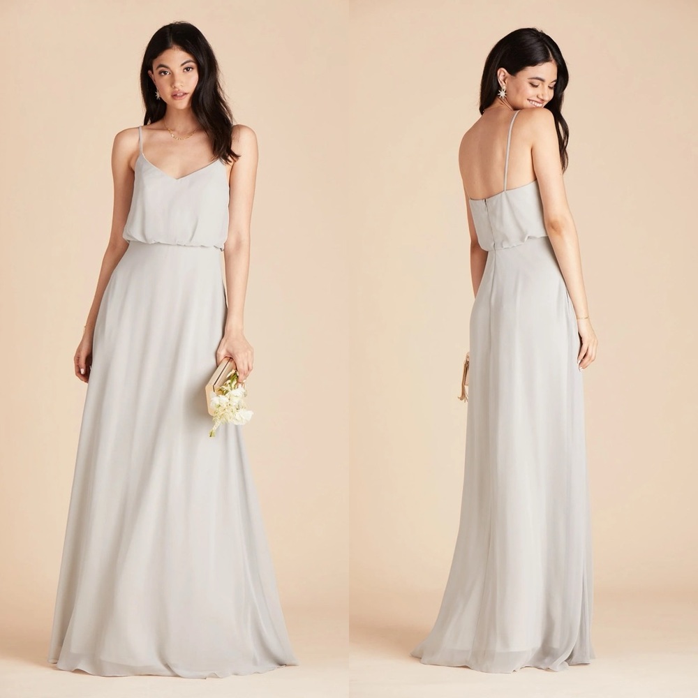 Birdy Grey Gwennie Chiffon Dove Gray Formal Bridesmaid Maxi Dress NWT